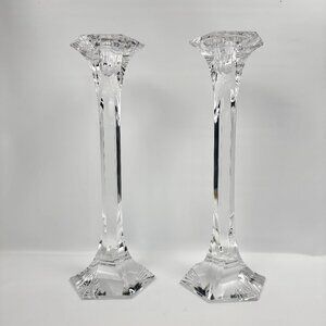 Mikasa Elegant 12.5"Tall Pair Candlestick Helmsley Full Lead Crystal GermanyREAD